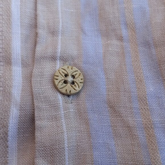 Tommy Bahama 100% Linen Shirt Short Sleeved Silk Striped Large (L) - Picture 11 of 16